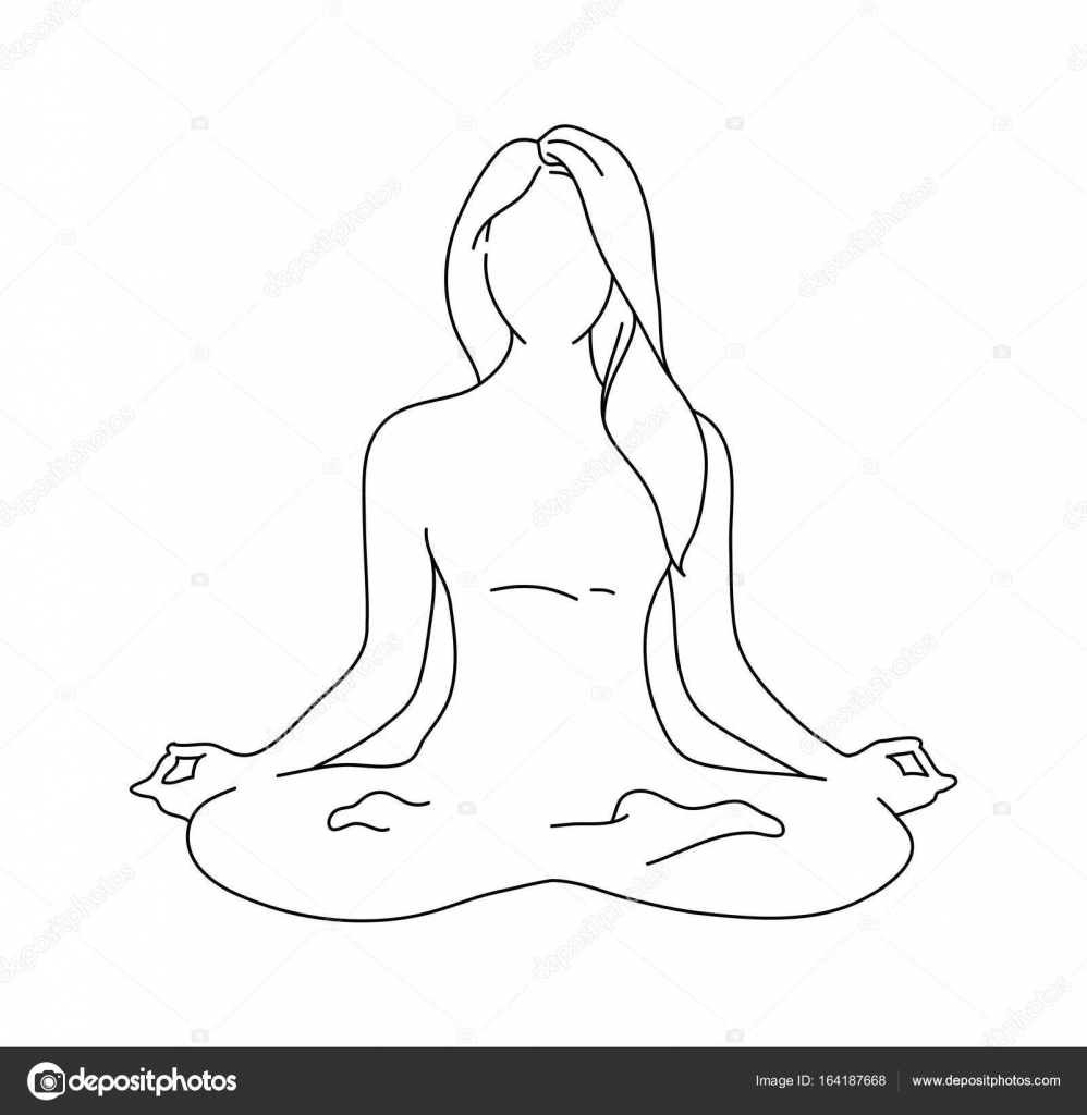 Image of Sketch Of Sign And Symbol Man Sit And Doing Meditation Outline  Editable Illustration-MB158204-Picxy