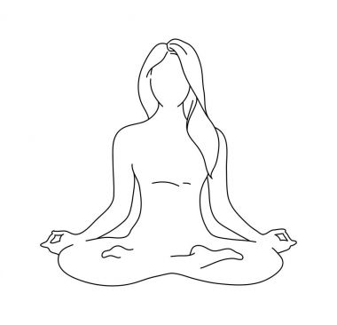 Kadın yoga poz. Lotus pozisyonu siluet. Vektör çizim. Meditasyon tek renkli simge