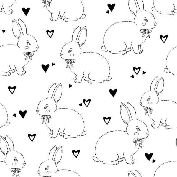 Belle Animation Vectorielle Lapin Lièvre Lapin Avec Arc Amour Est — Image vectorielle