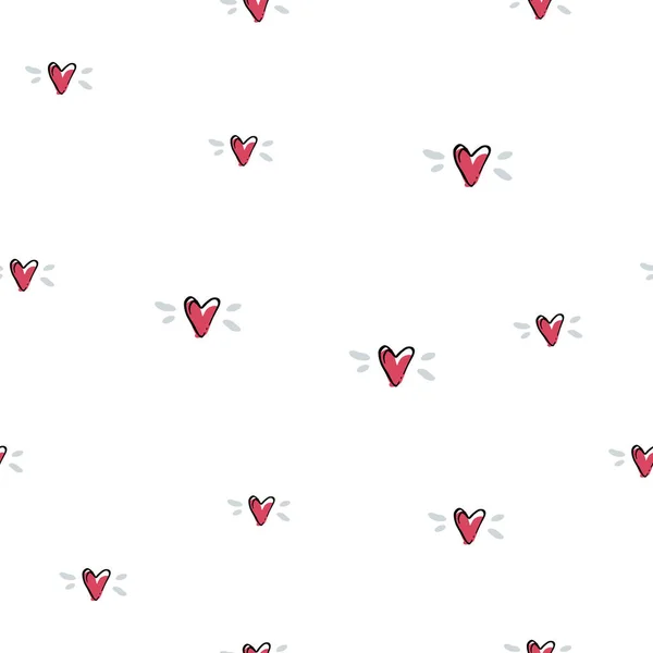 红色小红心 白色背景隔热 纺织品设计用无缝图案 动画插图 — 图库矢量图片