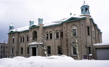 Otaru eski kasaba şehri kar kış aylarında bina
