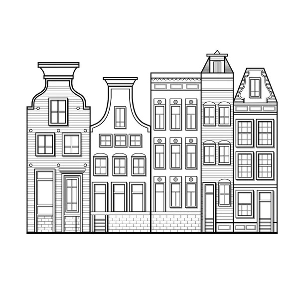 Amsterdam houses style Netherlands — Stock Vector