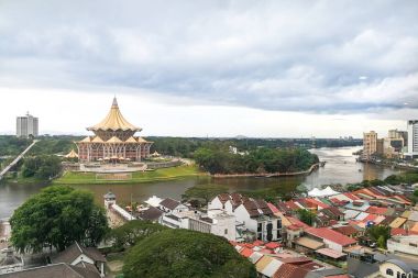 Kuching, Malezya, 25 Haziran 2017: Kuching genel bakış şehir wate