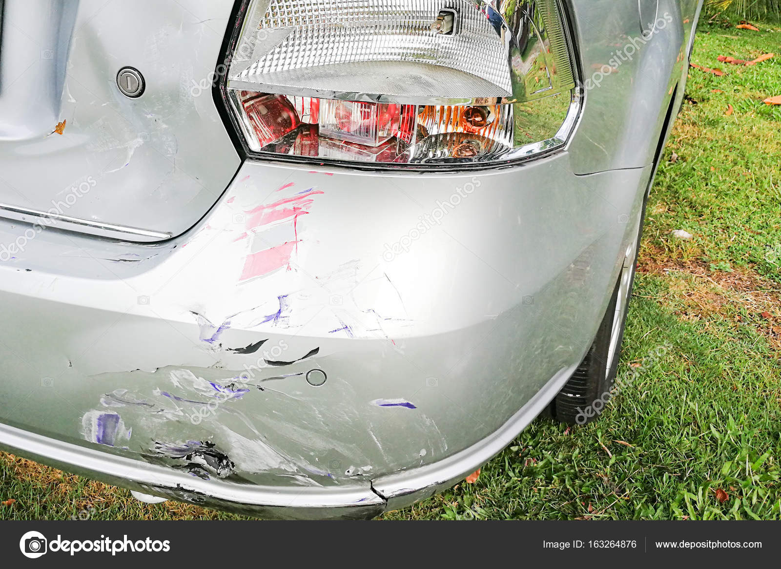 Download - Minor dent and scratches on bumper of car involved in accident -...