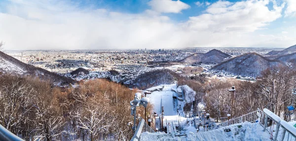 Panorama aerial view of Sapporo from okurayama ski jump stadium — Stock Photo, Image