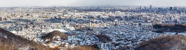 空中雪で冬の間に札幌市全景 — ストック写真