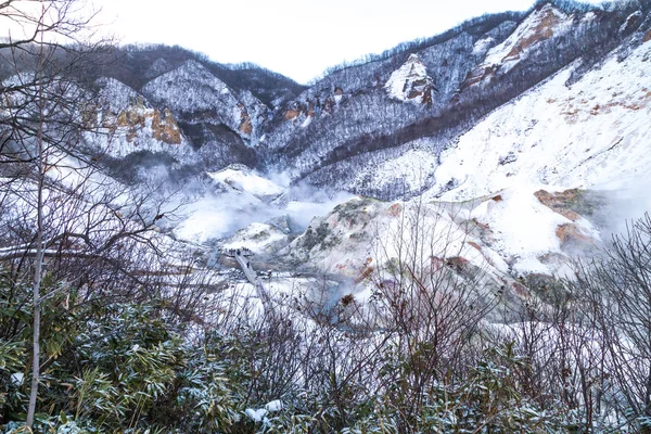 Jigokudani or Hell Valley, hot spring attraction during winter — Stock Photo, Image