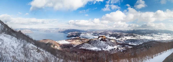 Panorama view of Showa Shinzan from Mount Usu or Usuzan — Stock Photo, Image