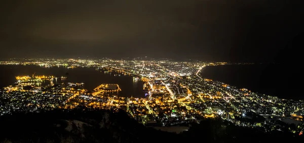 Nacht panorama-view Japan Hokkaido Hakodate stad vanaf Mount Hako — Stockfoto