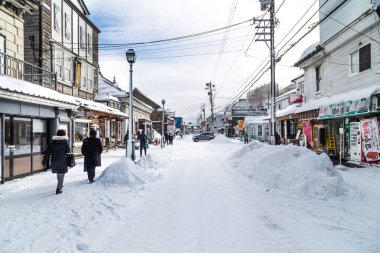 Otaru, Japonya, 28 Ocak 2018: Perakende Pazar olduğunu turist çekmek