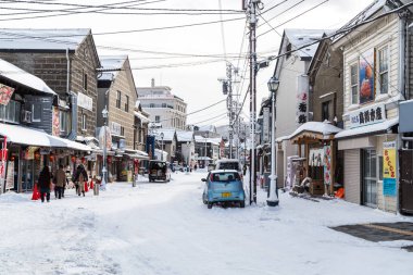 Otaru, Japonya, 28 Ocak 2018: Perakende Pazar olduğunu turist çekmek