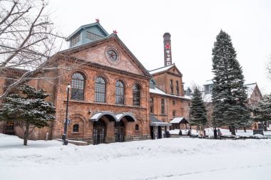 Sapporo, Japonya, 28 Ocak 2018: Sapporo bira Müzesi popula olan