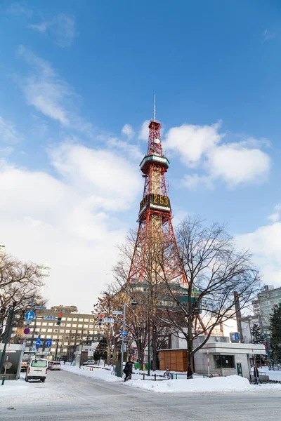 Sapporo, Japan, January 28, 2018: Eastern end of Odori Park stan — Stock Photo, Image