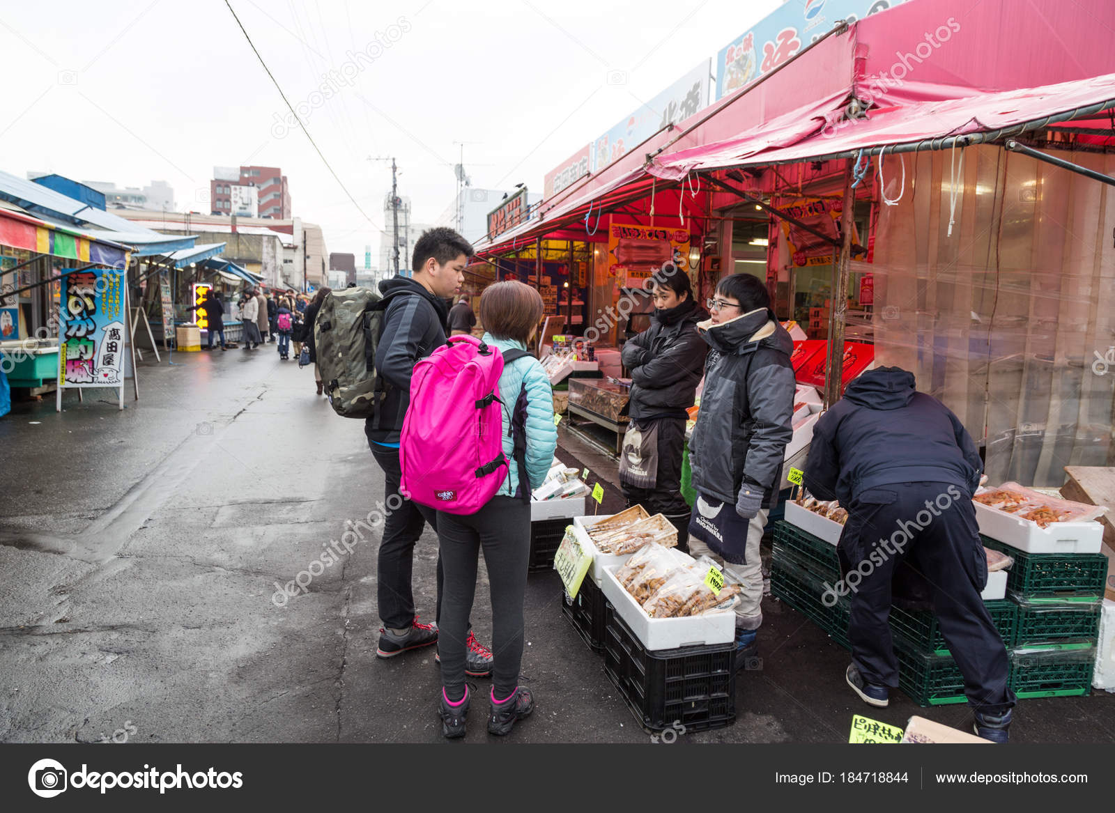 Hakodate Japan January 28 18 Fresh Seefood And Produce Retail Market Is Tourist Attraction During Winter In Hokkaido Japan Stock Editorial Photo C Thamkc