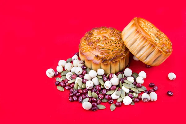 Kue bulan close-up, kue pastri untuk pesta pertengahan musim gugur Cina — Stok Foto