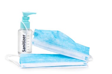 Hand sanitizer spray and surgical facial mask as protection agai