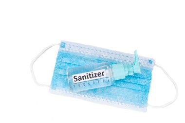 Hand sanitizer spray and surgical facial mask as protection agai