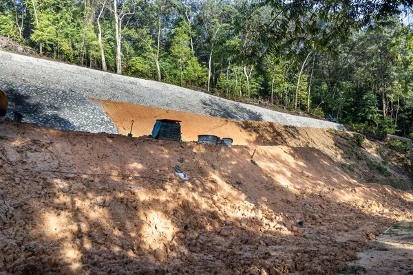 Trabajos Construcción Retención Pendientes Para Gestión Deslizamientos Tierras Altas —  Fotos de Stock