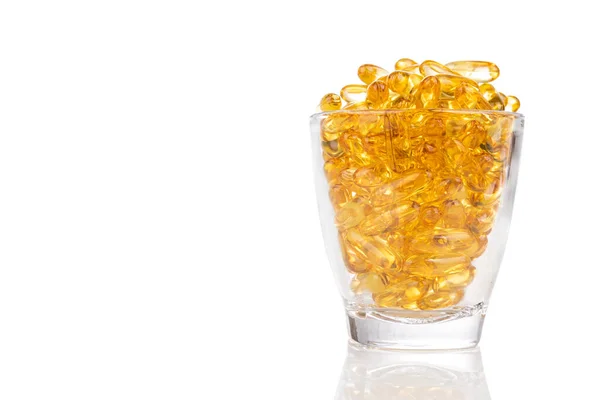 Glasgefäß Gefüllt Mit Fischöl Gelkapsel Die Mehrfach Ungesättigte Omega Säuren — Stockfoto