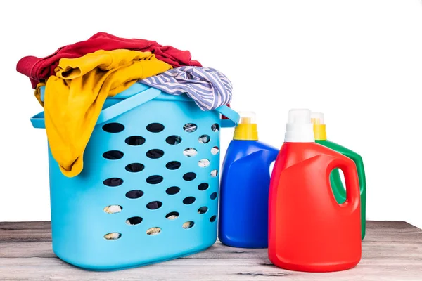 Regular Laundry Liquid Detergent Various Fragrance Next Basket Full Apparels — Stock Photo, Image