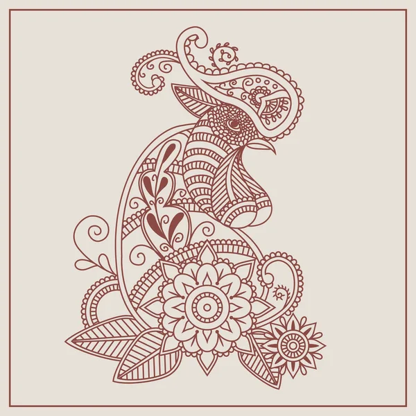 Vector Mehendi. Gallo de henna . — Archivo Imágenes Vectoriales