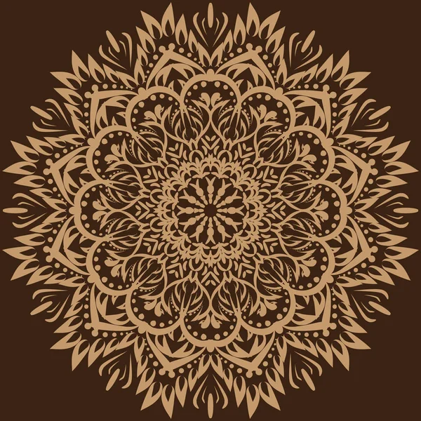 Mandala vectorială. Fundal maro . — Vector de stoc