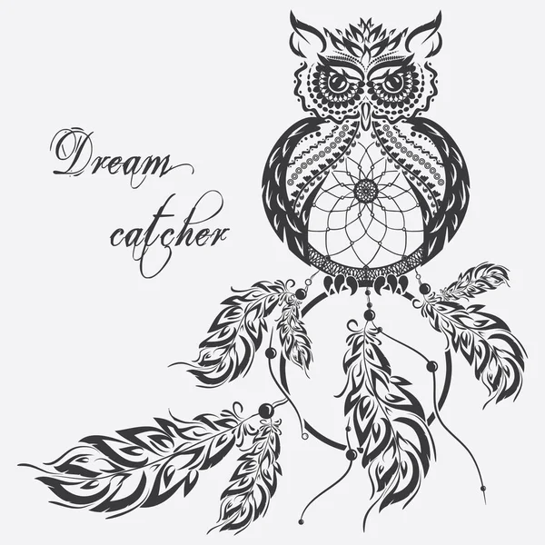 Vector dream catcher owl. White background. Royalty Free Stock Vectors