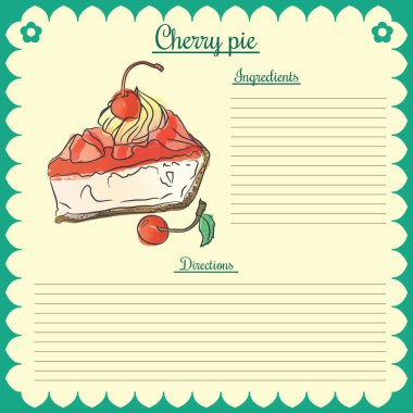 Vektör yemek tarifi. Vişneli tart