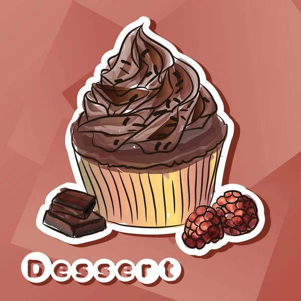 Vector sticker with chocolat cake. — Stock Vector