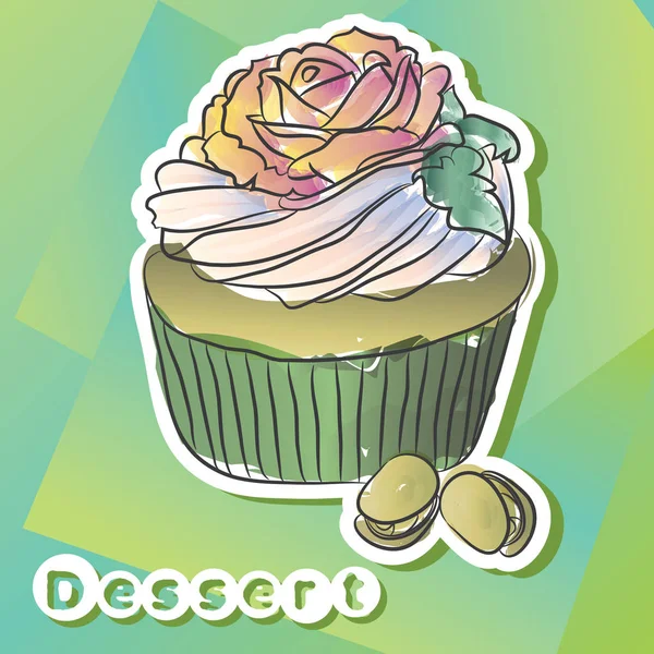 Fıstıklı kek ile vektör etiket.