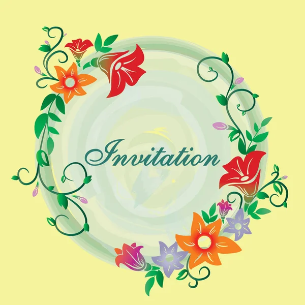 Vector invitation with flower ornament yellow — Stock Vector