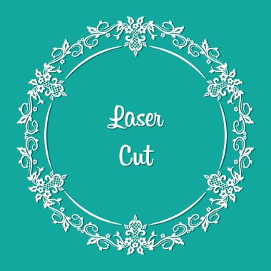 Vektör lazer format ı ile çiçek süsü ve zarif kenarlık ile kesilmiş eps10