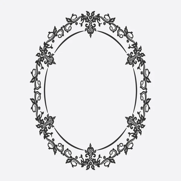 矢量椭圆形复古框架与花卉装饰格式Eps10 — 图库矢量图片