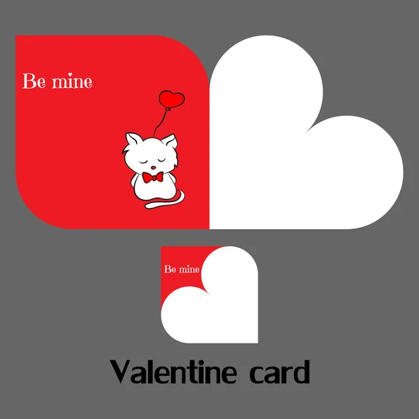 Tarjeta de San Valentín vectorial con gato — Vector de stock
