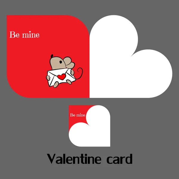 Vektor-Valentinskarte mit Maus — Stockvektor