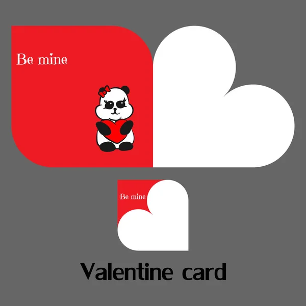 Vector valentine kort med panda — Stock vektor