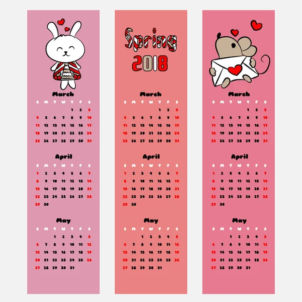 Διάνυσμα ημερολόγιο σεζόν άνοιξη χρώμα σελιδοδείκτη — Διανυσματικό Αρχείο
