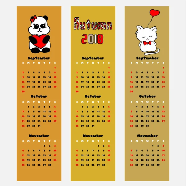 Vector calendário época outono cor marcador Ilustrações De Stock Royalty-Free