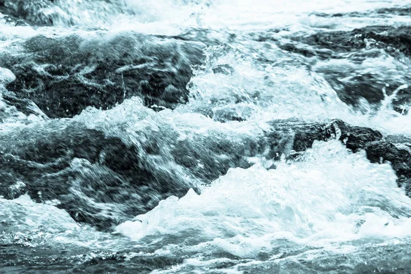 Berg Rivier Met Groene Planten Oever — Stockfoto