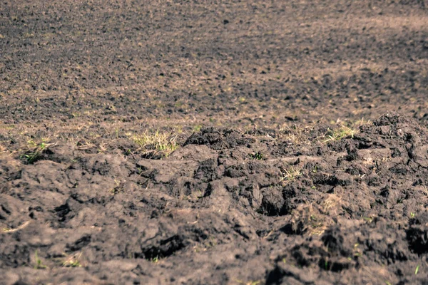 Впаханная Почва Весной Заднем Плане — стоковое фото