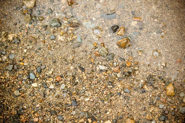 Sable Des Cailloux Vague Sur Une Rivière Mer — Photo