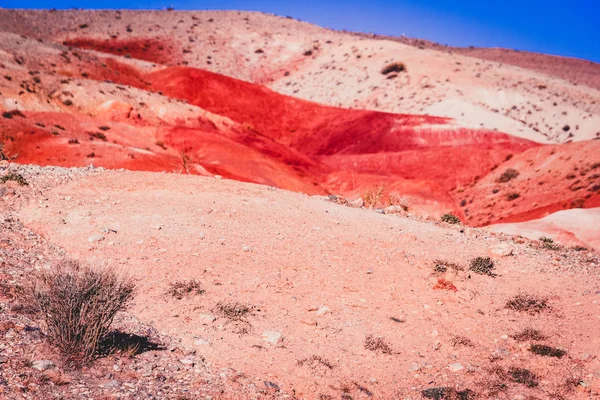 Syn Röda Bergen Och Kullarna Martian Landskapet Kyzyl Chin Resa — Stockfoto