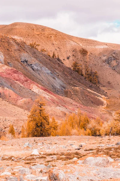 Nézd Piros Hegyek Dombok Marslakó Táj Kizil Chin Utazás Altaj — Stock Fotó