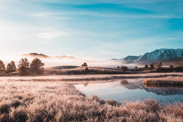 Superficie Del Espejo Del Lago Valle Montaña Los Picos Los — Foto de Stock