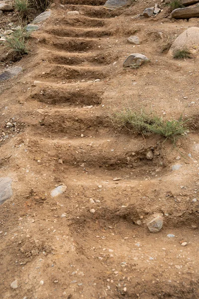 Escadas Encosta Arenosa Passos Esculpidos Rocha Antigo Assentamento Humano — Fotografia de Stock