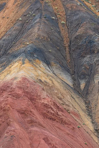 Colored Hills Stripes Different Colors Slope Canyon Dry Land Due — Stock Photo, Image