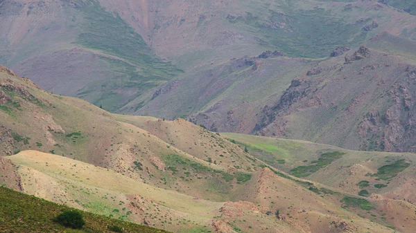 Sanfte Rote Hügel Fahrt Durch Gebirgstal Weiden Für Tiere Bodenerosion — Stockfoto