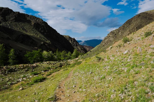 Cañón Montaña Con Suelo Rojo Valle Del Río Con Gargantas — Foto de Stock