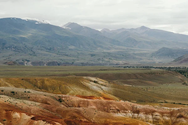 Cañón Con Pistas Arena Roja Colinas Del Desierto Con Erosión — Foto de Stock