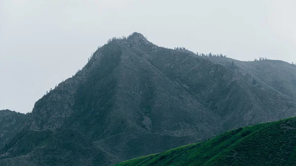 Силуэт Горного Хребта Горизонте Скалы Скалы Горной Долине Туристическая Поездка — стоковое фото